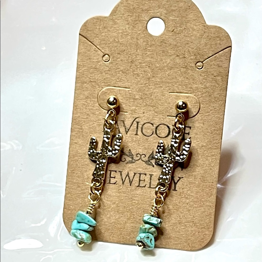 Gold & Turquoise Cactus